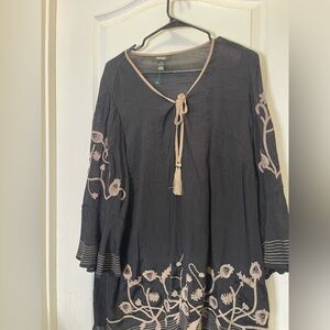 Black Embroidered Women Top
